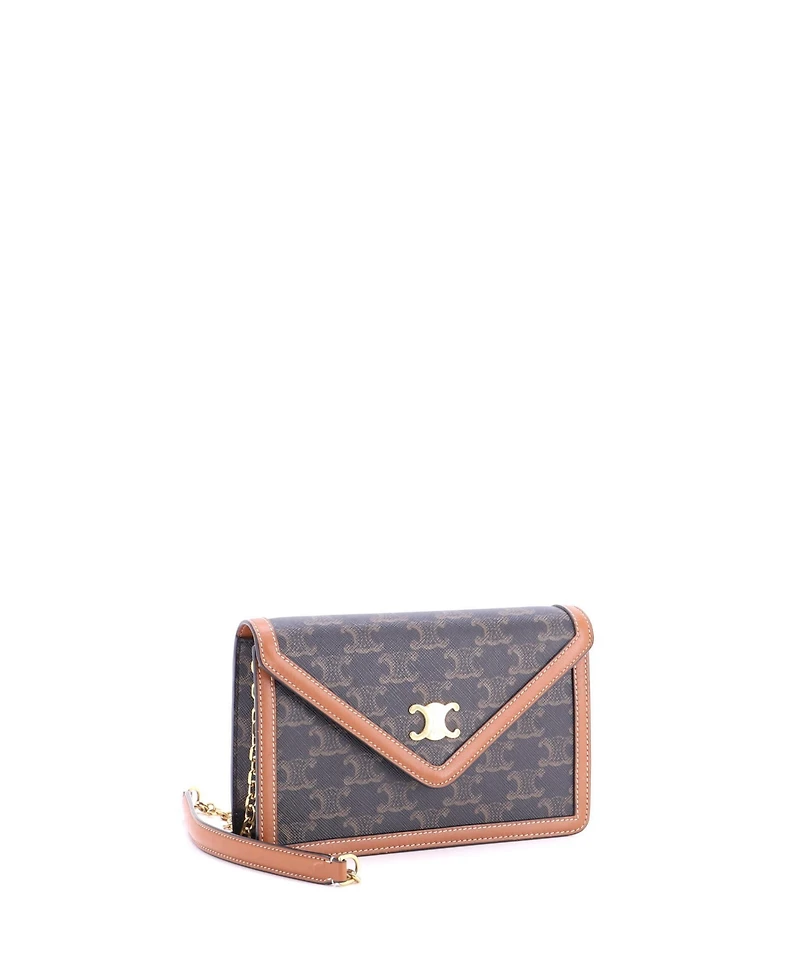 Pre-Owned Celine Triomphe Envelope Flap Wallet on Chain Triomphe Coated Canvas