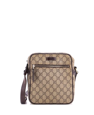 Pre-Owned Gucci Small Front Zip Messenger Gg Coated Canvas