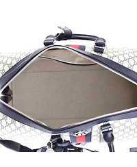 Pre-Owned Gucci Large Savoy Web Convertible Duffle Bag Gg Coated Canvas