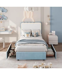gaomon Full Upholstered Led Bed Frame with Storage Drawer and Adjustable Headboard