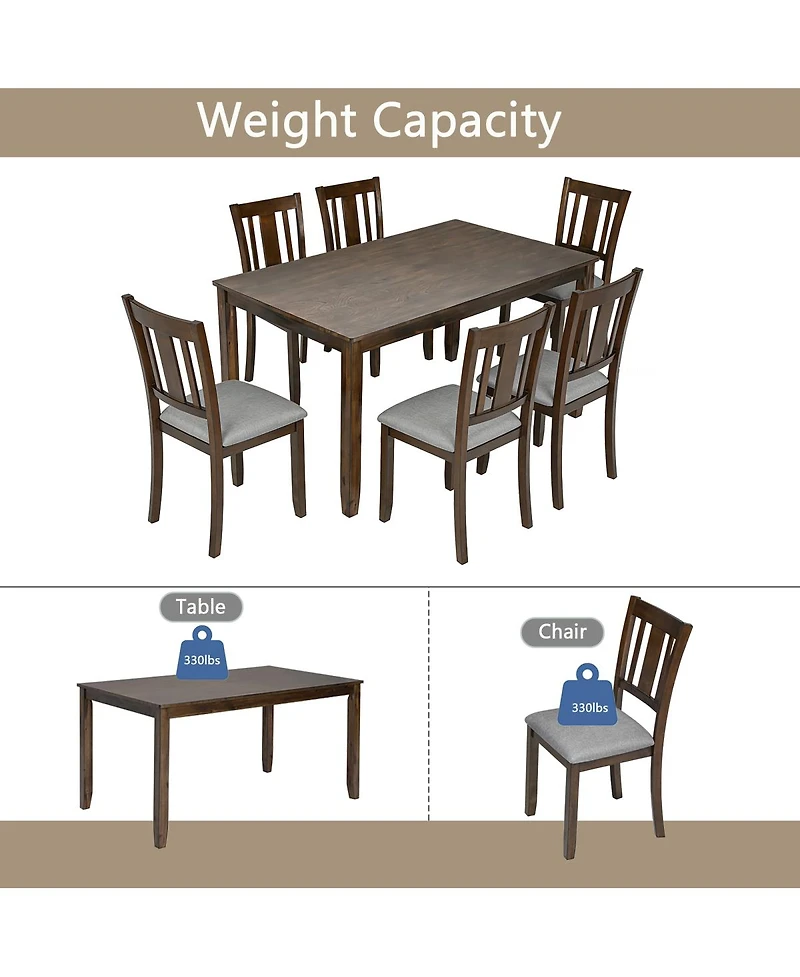 Streamdale Furniture 7-Piece Modern Rectangular Dining Set with 6 Upholstered Chairs