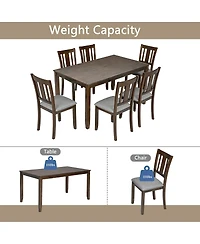 Streamdale Furniture 7-Piece Modern Rectangular Dining Set with 6 Upholstered Chairs