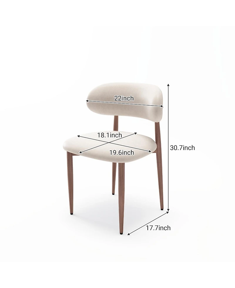 Streamdale Furniture Set of 2 Modern Farmhouse Fabric Upholstered Dining Chairs with Metal Legs
