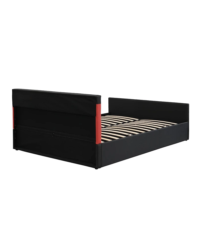 Streamdale Furniture Queen Size Led Gaming Bed with Hydraulic Storage
