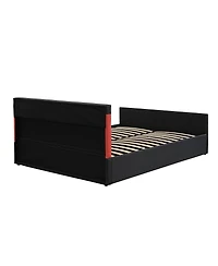Streamdale Furniture Queen Size Led Gaming Bed with Hydraulic Storage