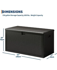 gaomon 150 Gallon Outdoor Storage Box, Large Resin Deck Box with Hydraulic Air Rod