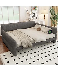 Streamdale Furniture King Size Upholstered Platform Bed with Usb
