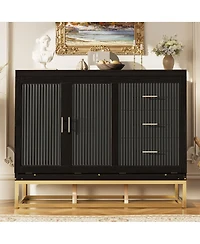 Streamdale Furniture Murphy queen bed with Wooden doors design fake drawers metal legs Espresso