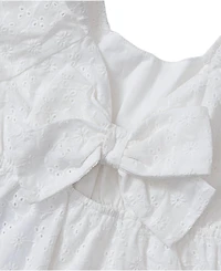 Lands' End Girl's Short Sleeve Eyelet Bow Dress