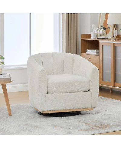 Streamdale Furniture Modern Chenille 360 Swivel Barrel Chair