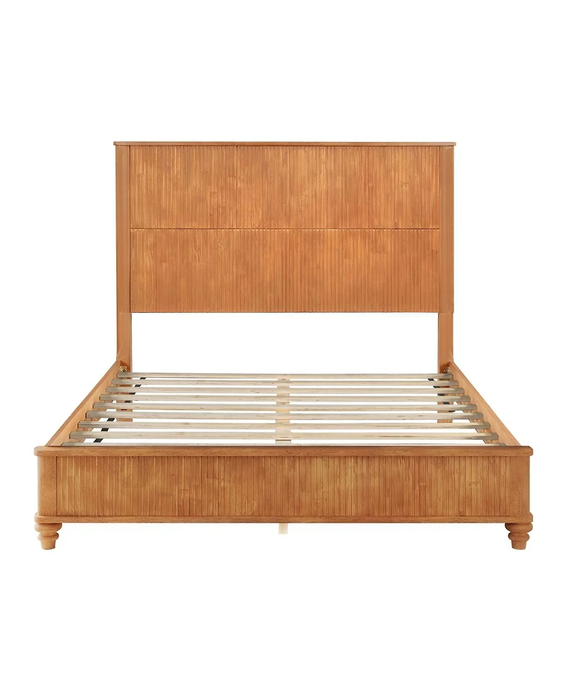 Streamdale Furniture Solid Wood Queen Platform Bed Frame with Tall Headboard No Box Spring Needed