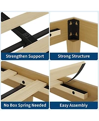 gaomon queen bed frame with 14 Inch sturdy wood platform, strong slat support, noise free design, easy assembly, no box spring needed.