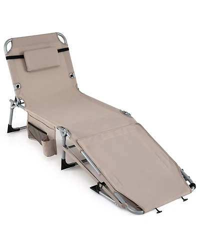 Sugift Portable Sunbathing Chair with Face Hole and 4-Position Backrest