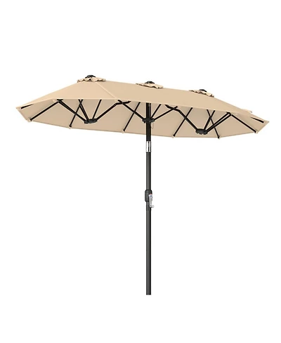 Gouun 10 x 5.3 Feet Double-Sided Patio Umbrella with Push Button Tilt