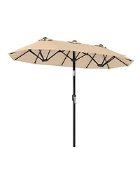 Gouun 10 x 5.3 Feet Double-Sided Patio Umbrella with Push Button Tilt