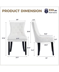 Streamdale Furniture Modern Tufted Linen Dining Chairs with Solid Wood Legs Set of 2