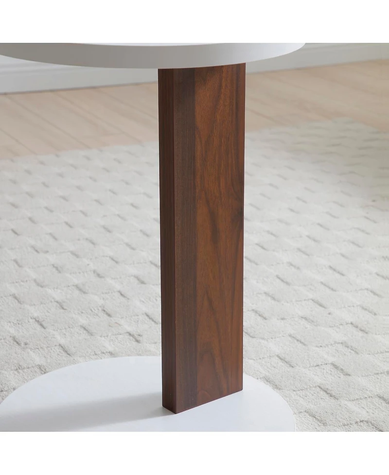 Streamdale Furniture C-Shaped End Table Rustic Wood Side Table for Living Room and Bedroom