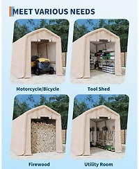 gaomon 7x10 feet Outdoor Portable Storage Shed with 2 Roll-Up Doors and Vents, 240G Heavy-Duty Shelter Waterproof Pe Tarp
