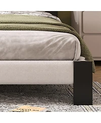 Streamdale Furniture Boucle Queen Bed frame with Square-Stitched Headboard