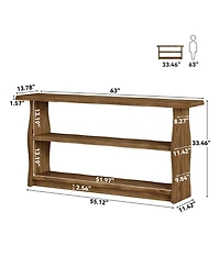 Tribesigns 63" Solid Wood Console Table, Farmhouse Entryway Table with 2-Tier Storage Shelf, Rusti Sofa Table