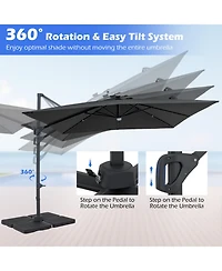 Gouun 10 Feet Cantilever Patio Umbrella with 32 Solar Led Lights for Pool