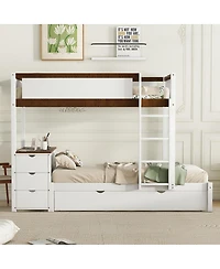 Streamdale Furniture Bunk Bed with Twin size Trundle Storage and Desk
