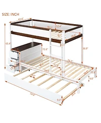 Streamdale Furniture Bunk Bed with Twin size Trundle Storage and Desk