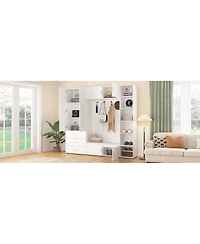 Streamdale Furniture 4-in-1 American Style Hall Tree with Padded Bench and Storage