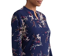 Jones New York Women's Split V-Neck Printed Popover Top