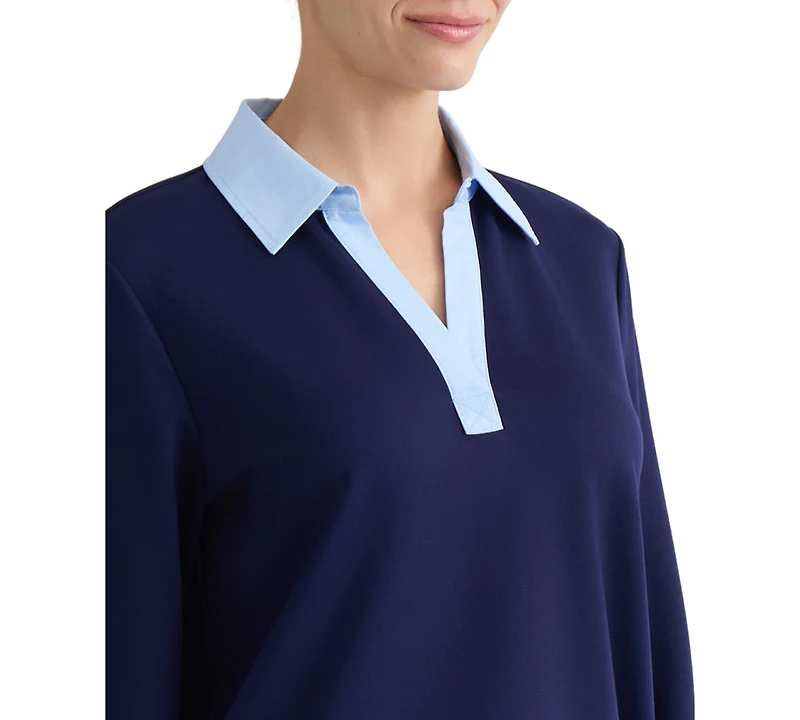 Jones New York Women's V-Neck Twofer Top