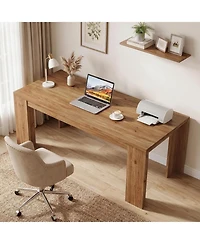 Tribesigns 63-Inch Solid Wood Executive Desk, Farmhouse Rectangular Home Office Computer Desk with Large Tabletop and Legroom
