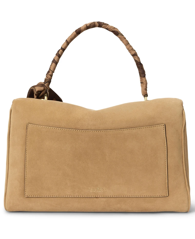 Lauren Ralph Farrah Scarf Trim Medium Soft Satchel Handbag