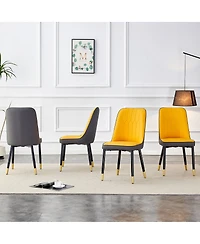 Streamdale Furniture Modern Dual-Tone Pu Leather Dining Chairs with Metal Legs Set of 4