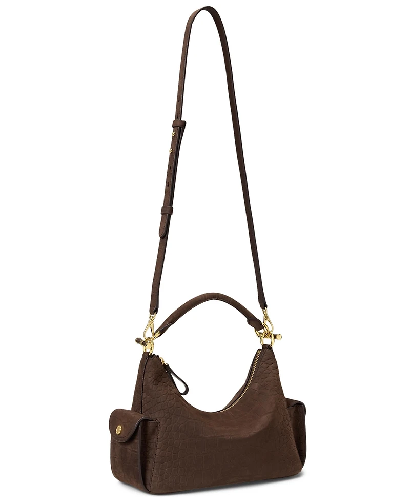 Lauren Ralph Lauren Blaike Croc-Embossed Small Shoulder Handbag