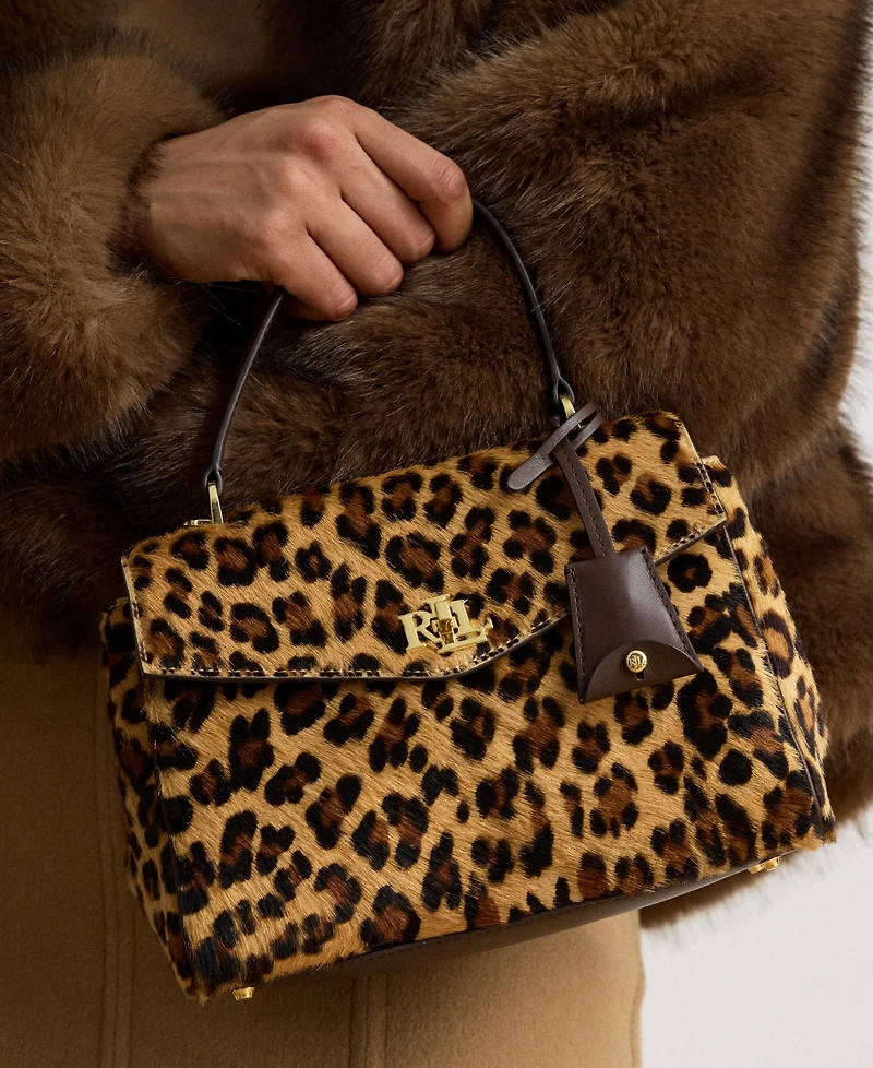 Lauren Ralph Lauren Farrah Leopard Print Small Soft Satchel Handbag
