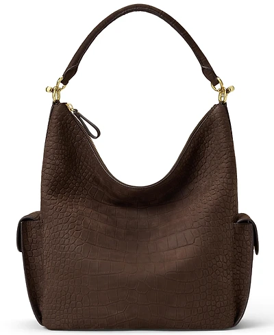 Lauren Ralph Lauren Blaike Croc-Embossed Medium Shoulder Handbag