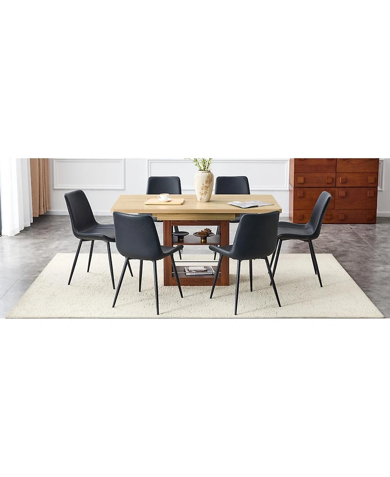 Streamdale Furniture 6-Piece Scalable Dining Table and Chair Set 59-71 Inch Extendable Table