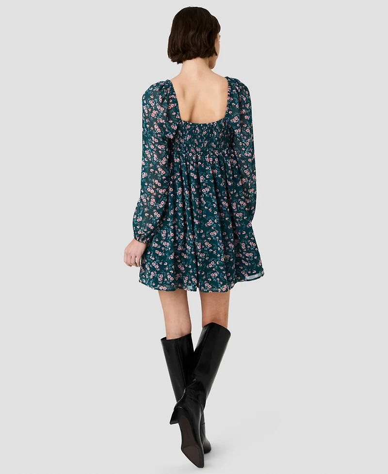French Connection Women's Square Neck Fitted Bodice Flare Mini Dress
