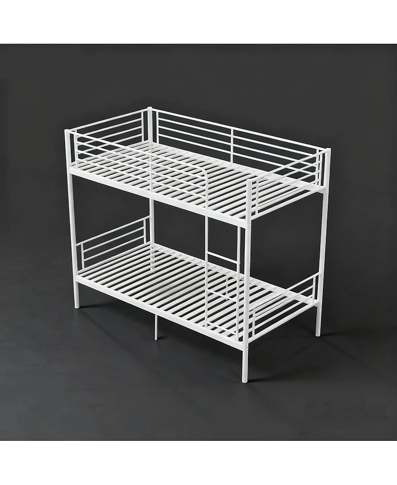 Streamdale Furniture Twin Over Twin Metal Bunk Bed with Ladder and Guardrail
