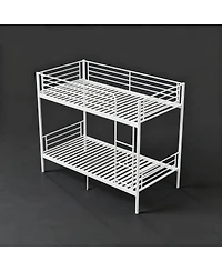 Streamdale Furniture Twin Over Twin Metal Bunk Bed with Ladder and Guardrail