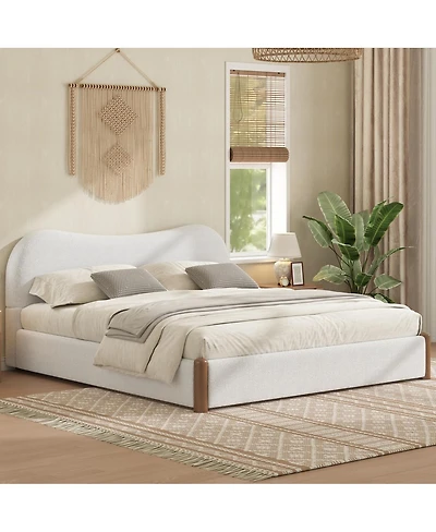 Streamdale Furniture King Size Upholstered Platform Bed with Wood Supporting Feet