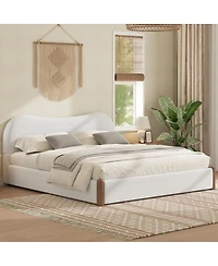 Streamdale Furniture King Size Upholstered Platform Bed with Wood Supporting Feet