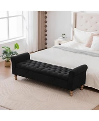 Streamdale Furniture 65.75'' Modern Upholstered Storage Bench with Double Lids and Rolled Arms