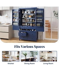 Streamdale Furniture Freestanding Large Wooden Kitchen Pantry Cabinet with Storage and Wine Racks