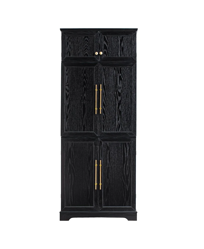 Streamdale Furniture 78.2'' Farmhouse Kitchen Pantry Cabinet with Adjustable Shelves and Wine Rack