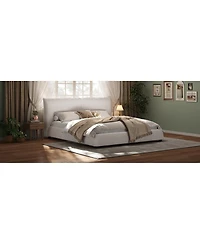 Streamdale Furniture King Size Upholstered Platform Bed with Linen Pillow-Back Headboard