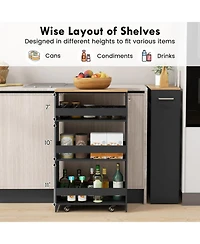 Gouun Narrow Rolling Storage Cart with 4-Tier Open Shelves and Lockable Wheels