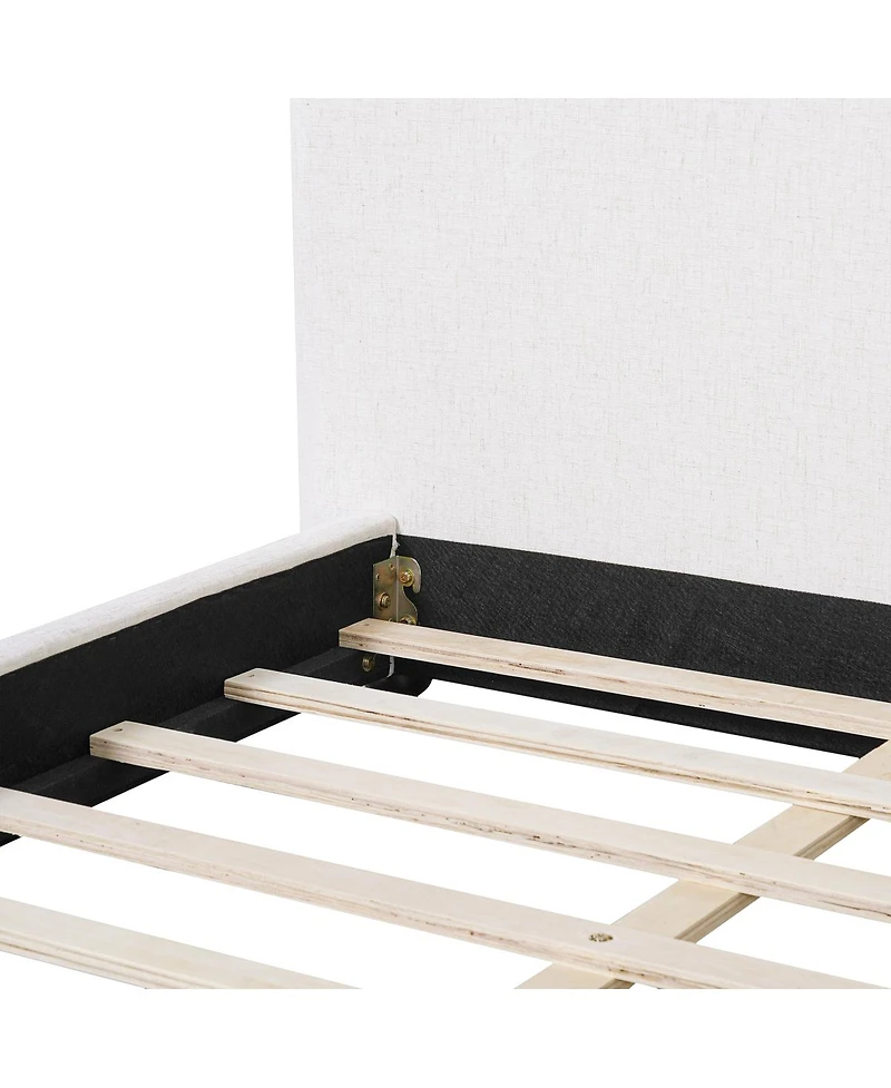 Streamdale Furniture California King Upholstered Platform Bed with Linen Pillow-Back Headboard