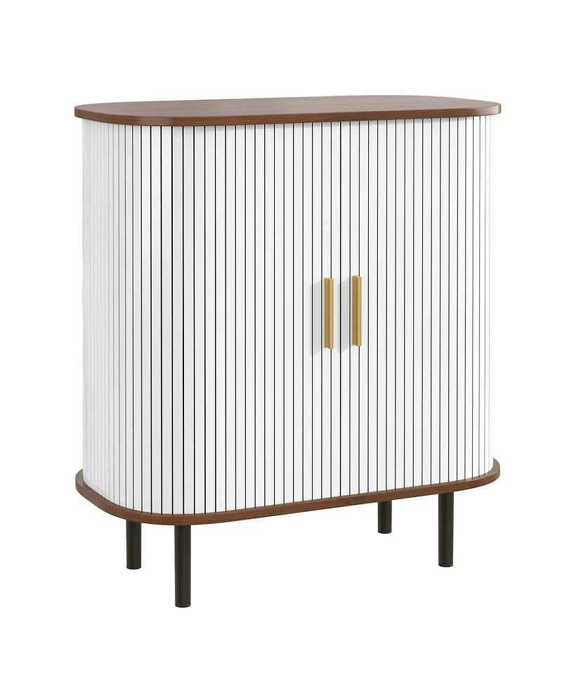 Streamdale Furniture 28'' Fluted Wine Bar Cabinet with Storage Adjustable Shelves and Tambour Doors