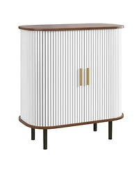 Streamdale Furniture 28'' Fluted Wine Bar Cabinet with Storage Adjustable Shelves and Tambour Doors